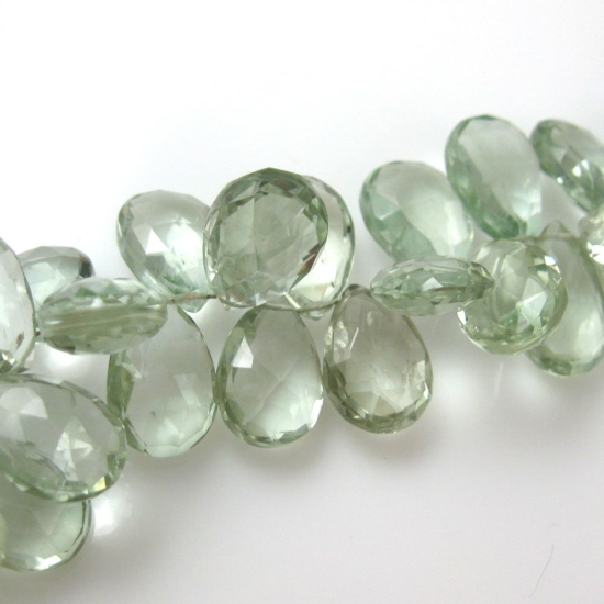 Wholesale Semiprecious Gemstone Beads -100% Genuine Green Amethyst Gemstone Bead Faceted Pear Shape - Grade A/B - 2 pieces
