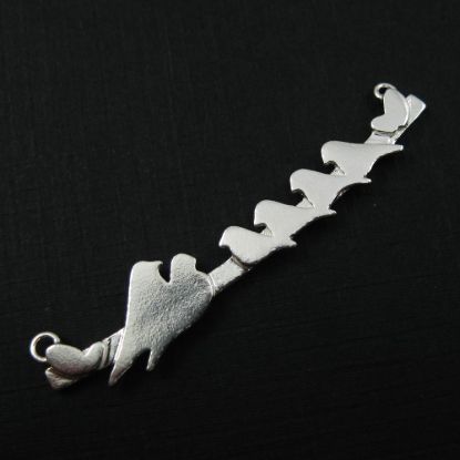 Wholesale Sterling Silver Bird perched on a Bar with 4 Baby Birds Pendant, Charms and Pendants for Jewelry Making, Wholesale Findings