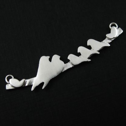 Wholesale Sterling Silver Bird perched on a Bar with 3 Baby Birds Pendant, Charms and Pendants for Jewelry Making, Wholesale Findings