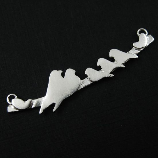 Wholesale Sterling Silver Bird perched on a Bar with 3 Baby Birds Pendant, Charms and Pendants for Jewelry Making, Wholesale Findings