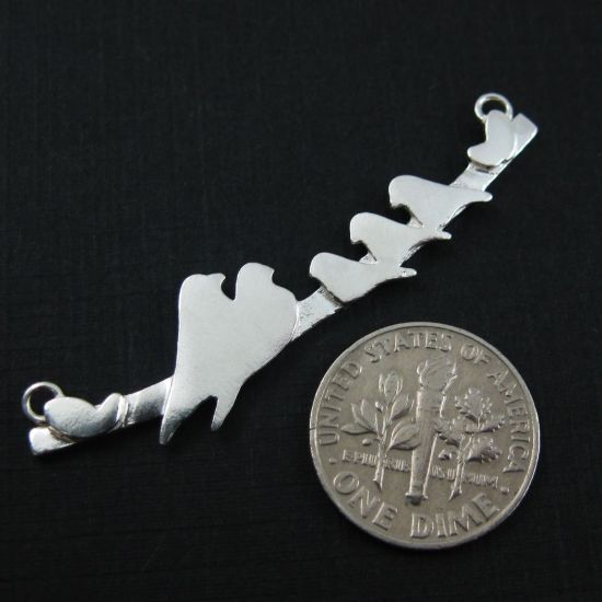 Wholesale Sterling Silver Bird perched on a Bar with 3 Baby Birds Pendant, Charms and Pendants for Jewelry Making, Wholesale Findings