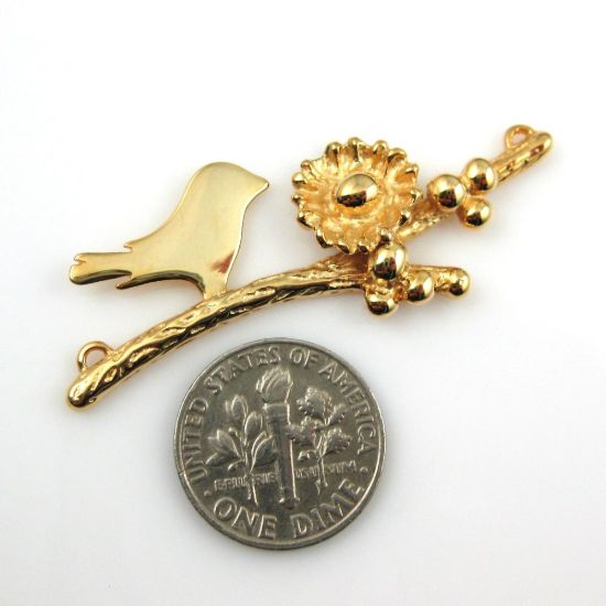Wholesale Gold plated Sterling Silver Bird perched on a Branch with Nest and 1 Egg, Charms and Pendants for Jewelry Making, Wholesale Findings
