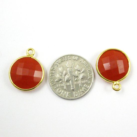 Wholesale Gold plated Sterling Silver Small Round Bezel Carnelian Gemstone Pendant, Wholesale Gemstone Pendants for Jewelry Making