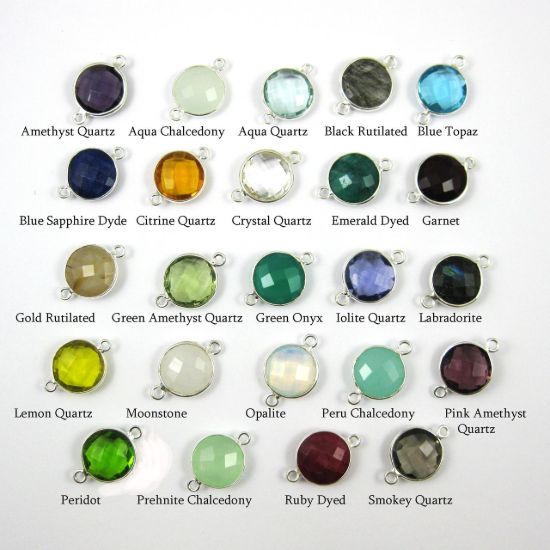 Wholesale Sterling Silver Round Gemstone Tassel Pendant - Tassel Charm - Choose from over 20 Different stones- 75mm