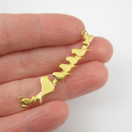 Wholesale Gold plated Sterling Silver Bird perched on a Bar with 4 Baby Birds Pendant, Charms and Pendants for Jewelry Making, Wholesale Findings