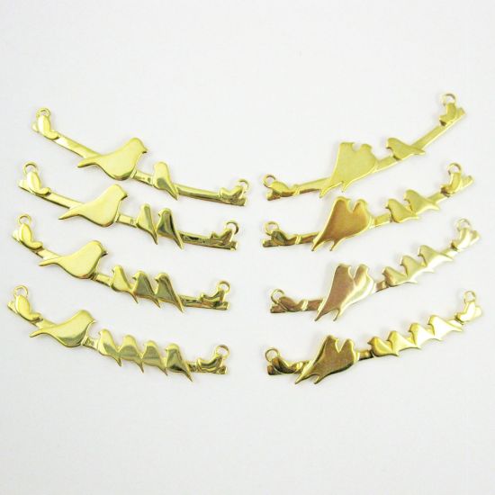 Wholesale Gold plated Sterling Silver Two Adult Birds perched on a Bar with One Baby Bird Pendant, Charms and Pendants for Jewelry Making, Wholesale Findings