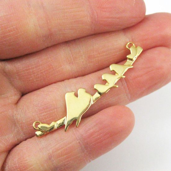 Wholesale Gold plated Sterling Silver Two Adult Birds perched on a Bar with 3 Baby Birds Pendant, Charms and Pendants for Jewelry Making, Wholesale Findings
