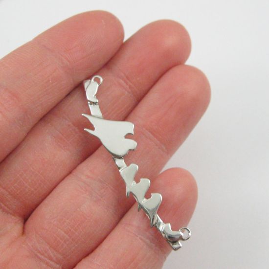 Wholesale Rhodium plated Sterling Silver Two Adult Birds perched on a Bar with 3 Baby Birds Pendant, Charms and Pendants for Jewelry Making, Wholesale Findings