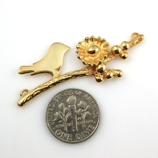 Wholesale Gold plated Sterling Silver Bird perched on a Branch with Nest and 4 Eggs, Charms and Pendants for Jewelry Making, Wholesale Findings