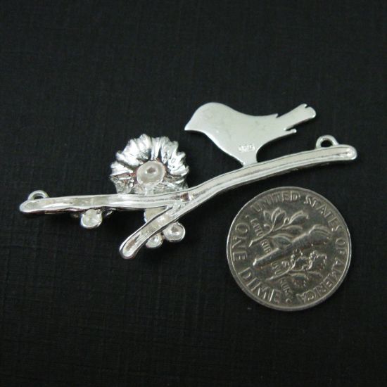 Wholesale Sterling Silver Bird perched on a Branch with Nest and 1 Egg, Charms and Pendants for Jewelry Making, Wholesale Findings