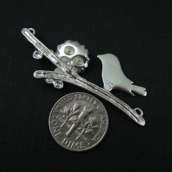Wholesale Sterling Silver Bird perched on a Branch with Nest and 3 Eggs, Charms and Pendants for Jewelry Making, Wholesale Findings