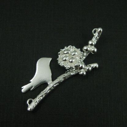 Wholesale Sterling Silver Bird perched on a Branch with Nest and 4 Eggs, Charms and Pendants for Jewelry Making, Wholesale Findings