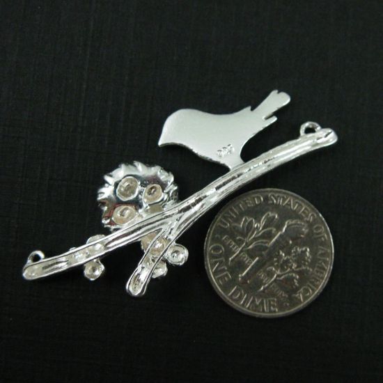 Wholesale Sterling Silver Bird perched on a Branch with Nest and 4 Eggs, Charms and Pendants for Jewelry Making, Wholesale Findings