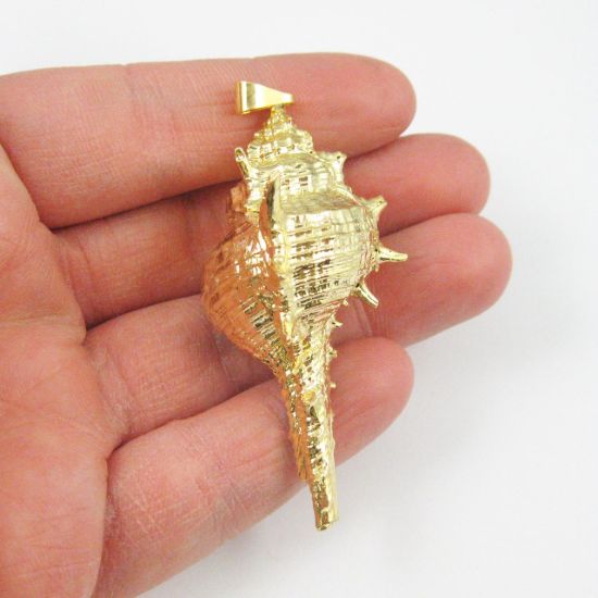 Wholesale Gold Spike Pendant,Natural Cabrits Murex Pendant, Gold plated Shell Pendant
