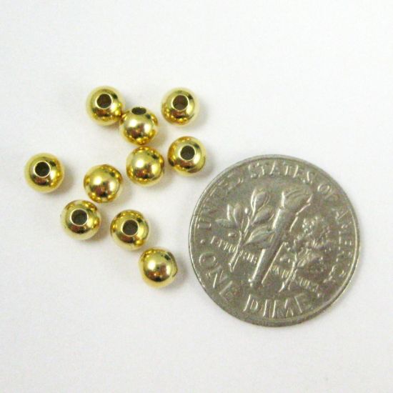 Wholesale Gold plated Sterling Silver  4mm Round Beads for Jewelry Making, Wholesale Beads and Findings