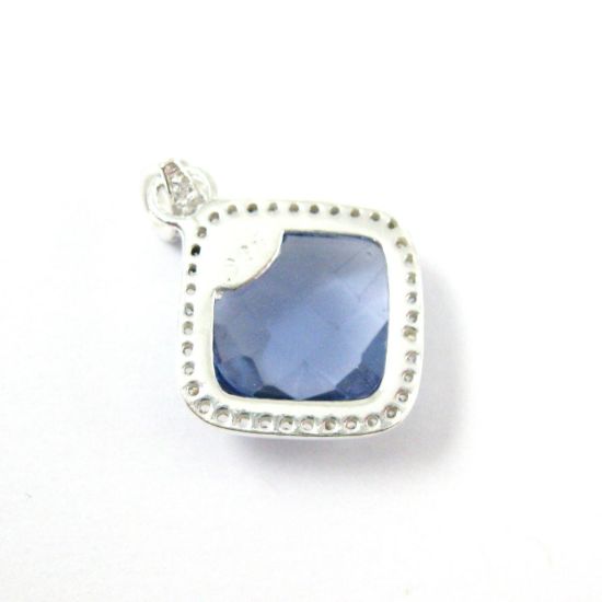 Wholesale Oxidized Sterling Silver Iolite Quartz Bezel Gemstone Diamond Shape Pave Pendant, Wholesale Gemstone Pendants for Jewelry Making