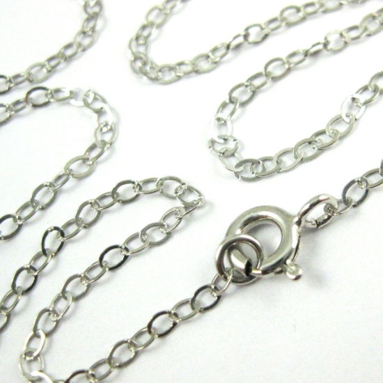 Wholesale Rhodium plated Sterling Silver 2.5mm Flat Cable Chain, Wholesale Bulk Necklace Chains