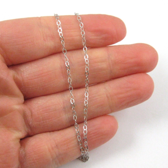 Wholesale Rhodium plated Sterling Silver 2.5mm Flat Cable Chain, Wholesale Bulk Necklace Chains