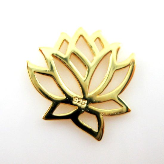 Wholesale 22k Gold Over Sterling Silver Lotus Flower Charm Pendant Connector (1 pc)