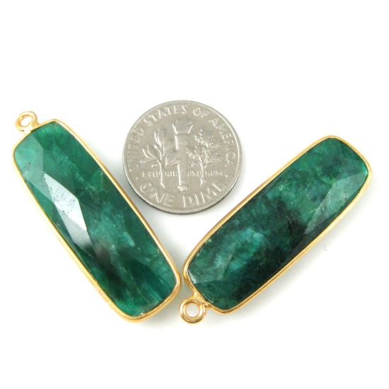 Wholesale Gold plated Sterling Silver Rectangle Bezel Emerald Dyed Gemstone Pendant, Wholesale Gemstone Pendants for Jewelry Making