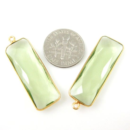 Wholesale Gold plated Sterling Silver Rectangle Bezel Green Amethyst Quartz Gemstone Pendant, Wholesale Gemstone Pendants for Jewelry Making