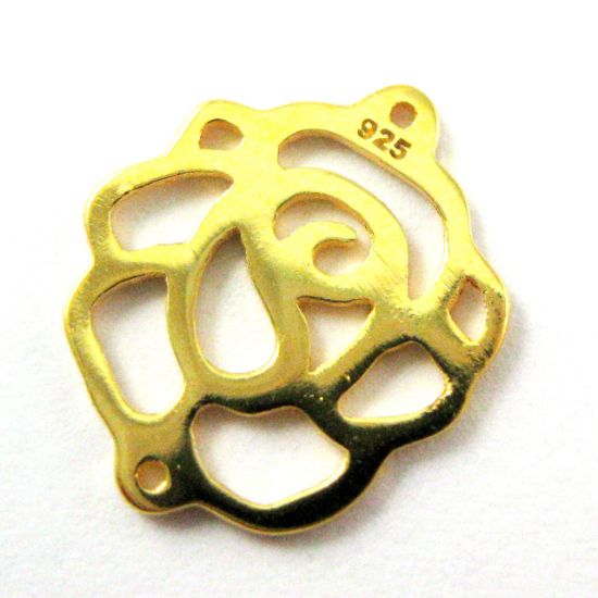 Wholesale Gold Plated Sterling Silver Rose Connector Charm, Charm and Pendants for Jewelry Making, Wholesale Findings