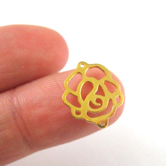 Wholesale Gold Plated Sterling Silver Rose Connector Charm, Charm and Pendants for Jewelry Making, Wholesale Findings
