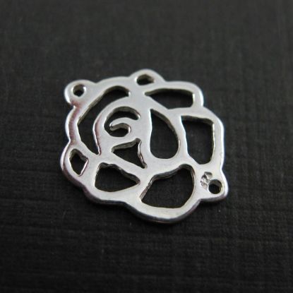 Wholesale Sterling Silver Rose Connector Charm, Charm and Pendants for Jewelry Making, Wholesale Findings