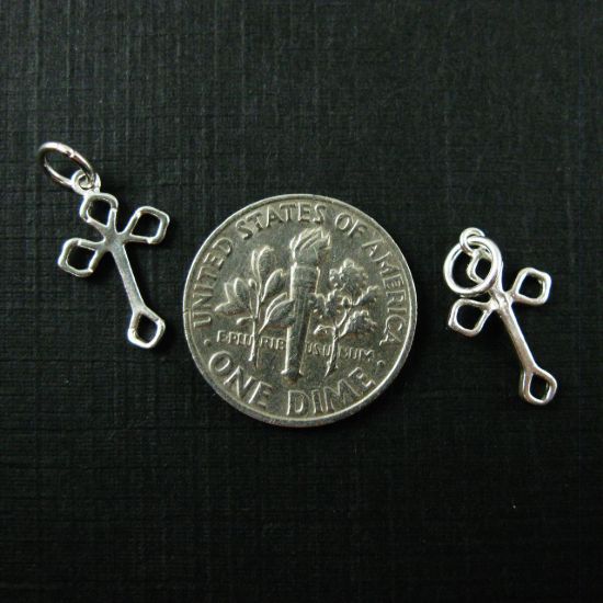 Wholesale Sterling Silver Fancy Cross Charm, Charms and Pendants for Jewelry Making, Wholesale Findings