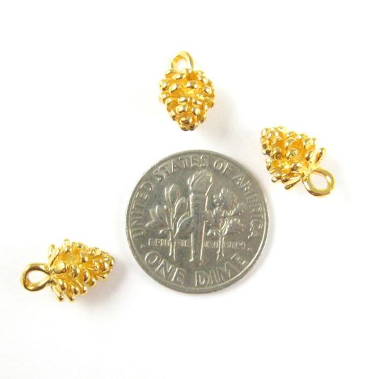Wholesale Gold plated Sterling Silver Pine Cone Charm, Charms and Pendants for Jewelry Making, Wholesale Findings