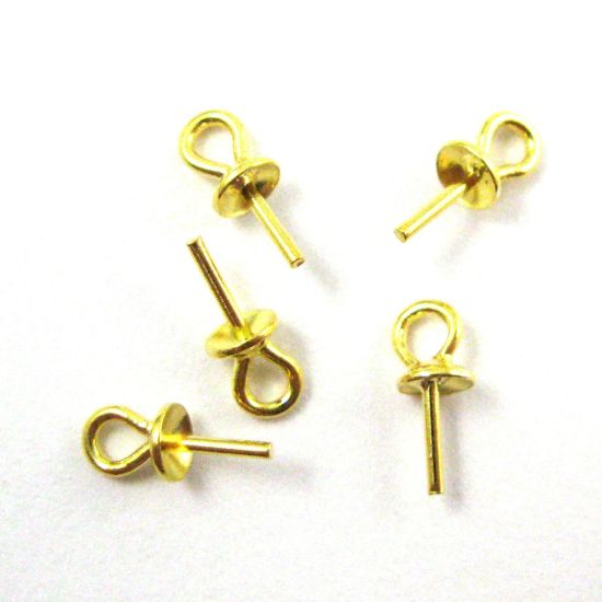 Wholesale Gold plated over Sterling Silver Peg Bail Cap for Half Drilled Beads and Pearls, Wholesale Findings