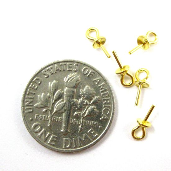 Wholesale Gold plated over Sterling Silver Peg Bail Cap for Half Drilled Beads and Pearls, Wholesale Findings
