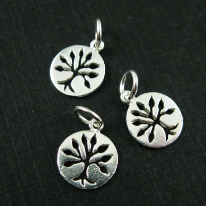 Wholesale 925 Sterling Silver Tiny Tree of Life Coin Charm - 9mm (1 pc)