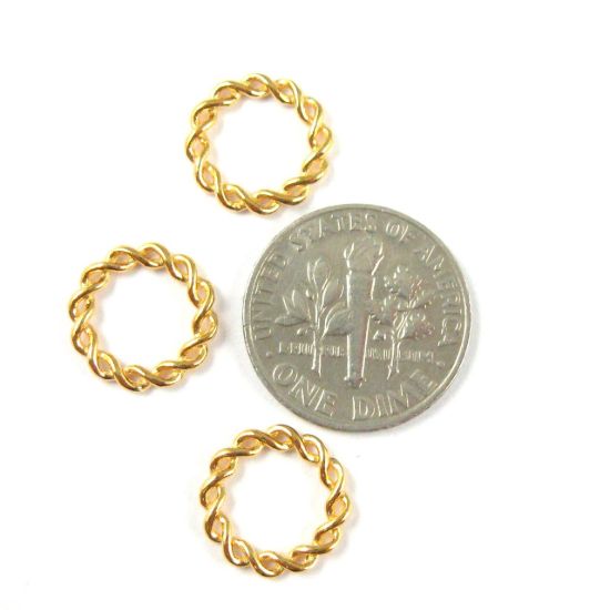 Wholesale Gold plated Sterling Silver Twisted Closed 11.5mm Connector Link, Charms and Pendants for Jewelry Making, Wholesale Findings