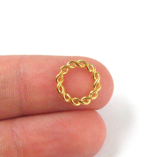 Wholesale Gold plated Sterling Silver Twisted Closed 11.5mm Connector Link, Charms and Pendants for Jewelry Making, Wholesale Findings