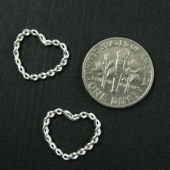 Wholesale Sterling Silver Twisted Heart Connector Link, Charms and Pendants for Jewelry Making, Wholesale Findings