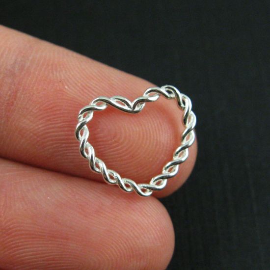 Wholesale Sterling Silver Twisted Heart Connector Link, Charms and Pendants for Jewelry Making, Wholesale Findings