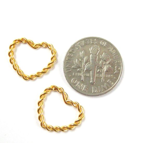 Wholesale Gold plated Sterling Silver Twisted Heart Connector Link, Charms and Pendants for Jewelry Making, Wholesale Findings