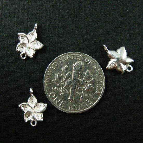 Wholesale Sterling Silver Fragapani Flower Connector  Charms and Pendants for Jewelry Making, Wholesale Findings