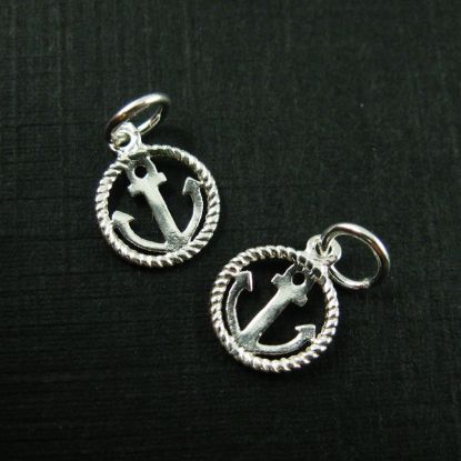 Wholesale Sterling Silver Anchor and Rope Round Charm, Charms and Pendants for Jewelry Making, Wholesale Findings