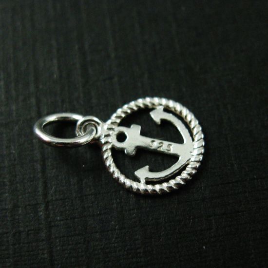 Wholesale Sterling Silver Anchor and Rope Round Charm, Charms and Pendants for Jewelry Making, Wholesale Findings