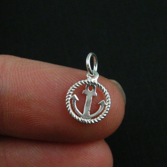 Wholesale Sterling Silver Anchor and Rope Round Charm, Charms and Pendants for Jewelry Making, Wholesale Findings
