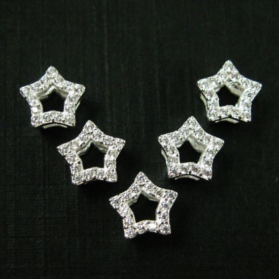 Wholesale Sterling Silver Tiny Star Connector Charm with CZ Stone , Charms and Pendants for Jewelry Making, Wholesale Findings