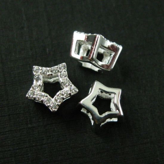 Wholesale Sterling Silver Tiny Star Connector Charm with CZ Stone , Charms and Pendants for Jewelry Making, Wholesale Findings