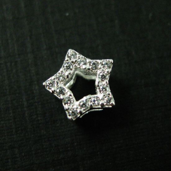 Wholesale Sterling Silver Tiny Star Connector Charm with CZ Stone , Charms and Pendants for Jewelry Making, Wholesale Findings