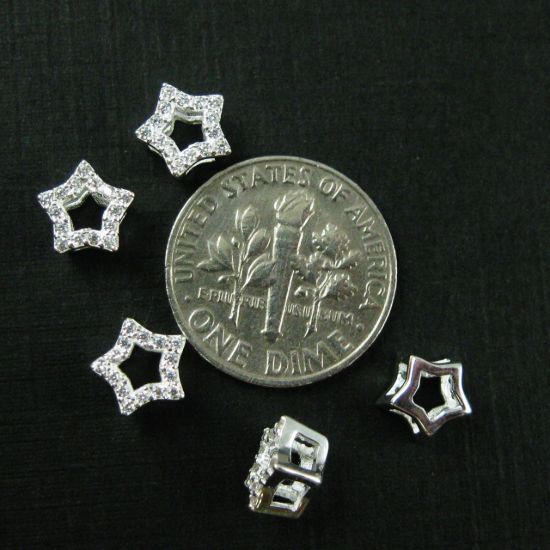 Wholesale Sterling Silver Tiny Star Connector Charm with CZ Stone , Charms and Pendants for Jewelry Making, Wholesale Findings