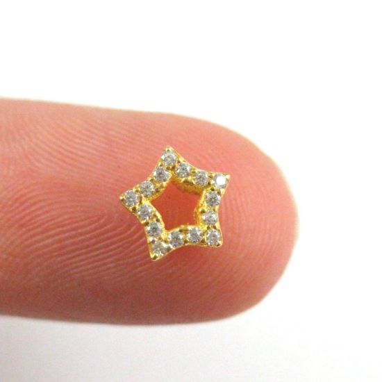 Wholesale Gold Plated Sterling Silver Tiny Star Connector Charm with CZ Stone , Charms and Pendants for Jewelry Making, Wholesale Findings