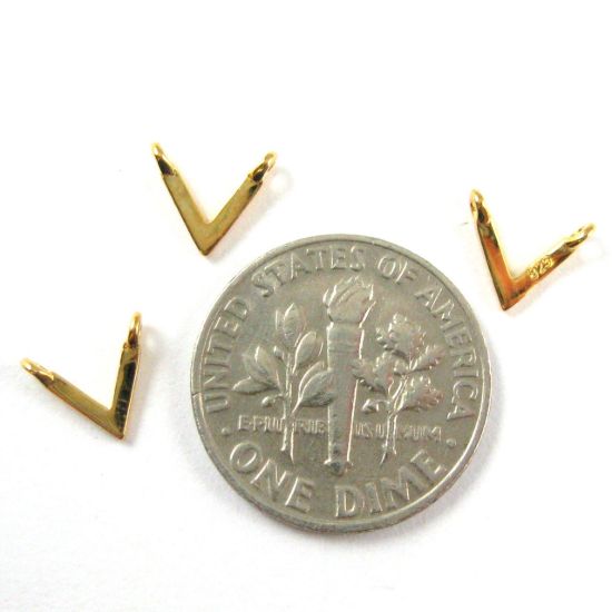 Wholesale Gold plated Sterling Silver Chevron Point Connector Charm, Charms and Pendants for Jewelry Making, Wholesale Findings