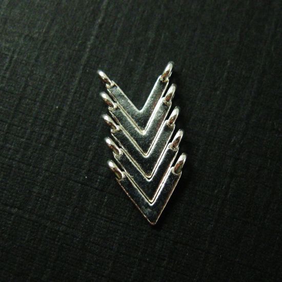 Wholesale Sterling Silver Chevron Point Connector Charm, Charms and Pendants for Jewelry Making, Wholesale Findings
