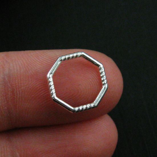 Wholesale Sterling Silver Octagon Closed Ring Connector 11mm, Charms and Pendants for Jewelry Making, Wholesale Findings